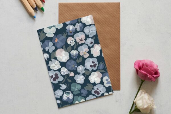 Greetings Card Luxury Designer Personalised Message Sustainable Environmentally Friendly paper from an FSC-certified supplier Plastic Free Pansy Lifestyle1
