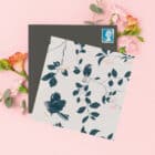 Illustrated birthday card with Blackbird for RSPB, 10% of sales go directly to the charity with blue plants behind. Happy birthday card, FSC sustainable RSPB greeting card pack hummingbird greenfinch long tailed tit art cards charity art pack
