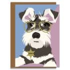 Monty the schnauzer greeting card designed by Lorna Syson