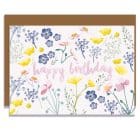 greeting card plastic free sustainable FSC recycled card British Made UK designer happy birthday floral greeting cards Lorna Syson meadow birthday card best selling birthday card