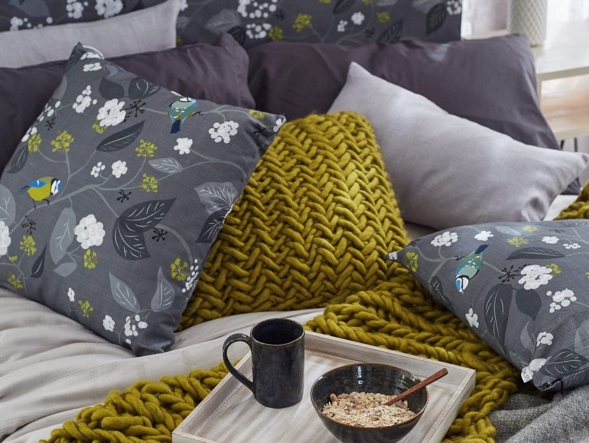 Spring Ivy slate cushion by Lorna Syson