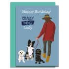 greeting card plastic free sustainable FSC recycled card British Made UK designer crazy dog lady birthday card happy birthday