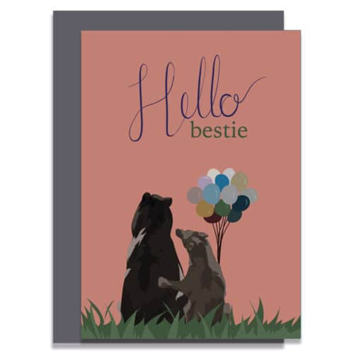 Greetings Card Luxury Designer Personalised Message Sustainable Environmentally Friendly paper from an FSC-certified supplier Plastic Free - hello bestie