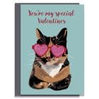 love valentines greeting card cat card eco friendly, plastic free, valentines card, printed in the UK, lorna syson, british designer, british card designer special valentines