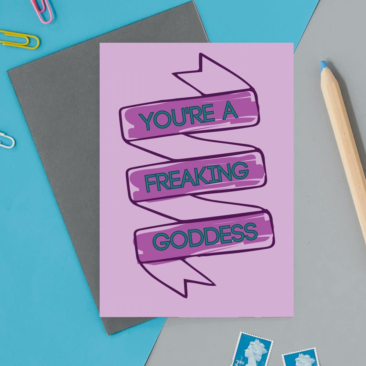 british card designer, illustration, designer card, british card, printed in the UK, positive messaging, IVF, trying to conceive, miscarriage, infertility You're a freaking Goddess
