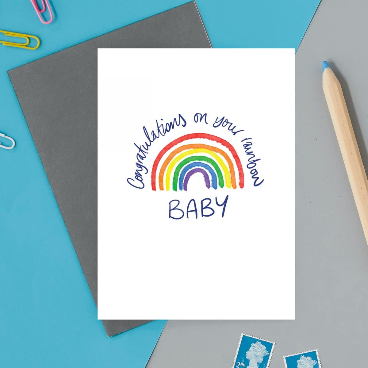 british card designer, illustration, designer card, british card, printed in the UK, positive messaging, IVF, trying to conceive, miscarriage, infertility Congratulations on your rainbow baby
