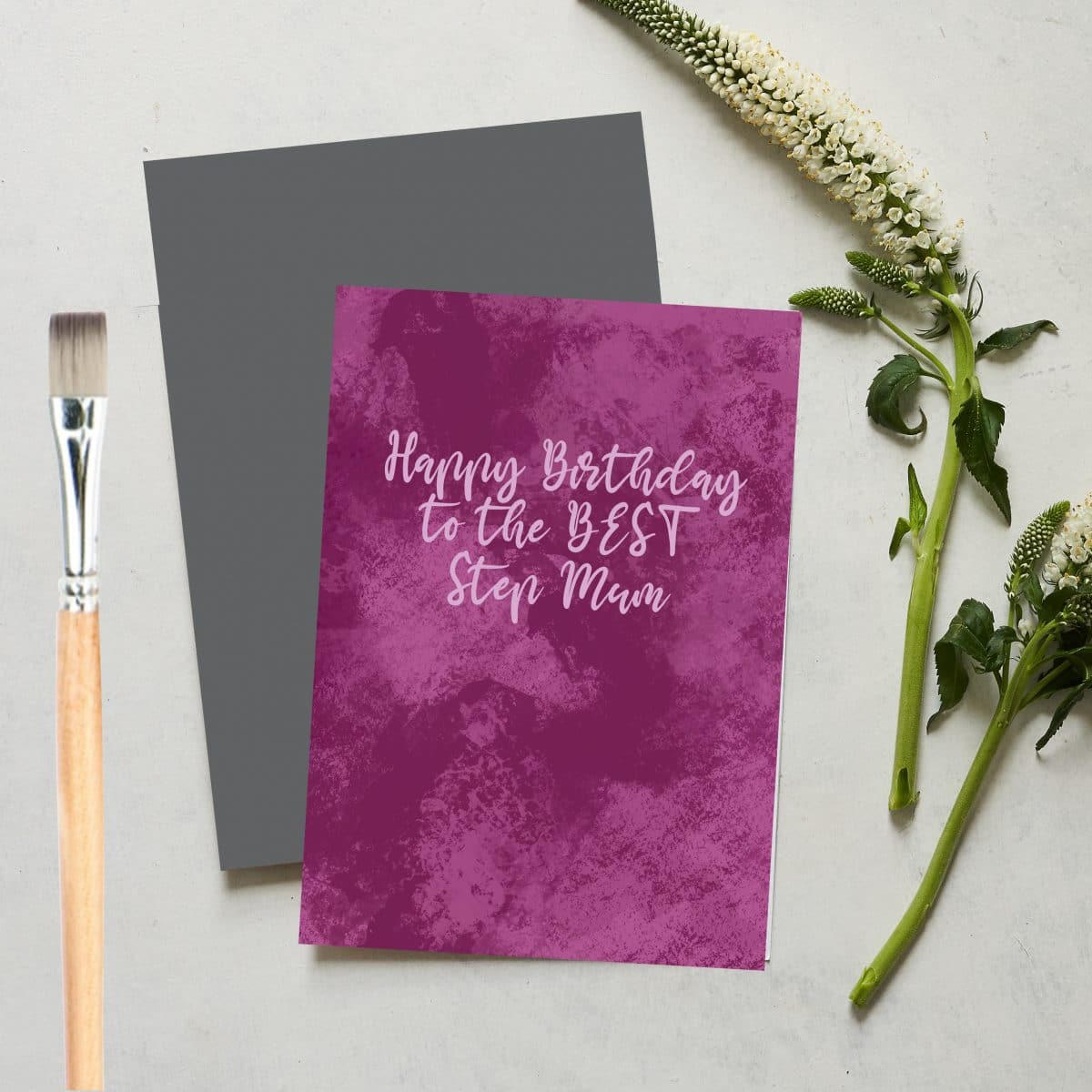 Greetings Card Luxury Designer Personalised Message Sustainable Environmentally Friendly paper from an FSC-certified supplier Plastic Free love positive messaging - Happy Birthday Best Step Mum
