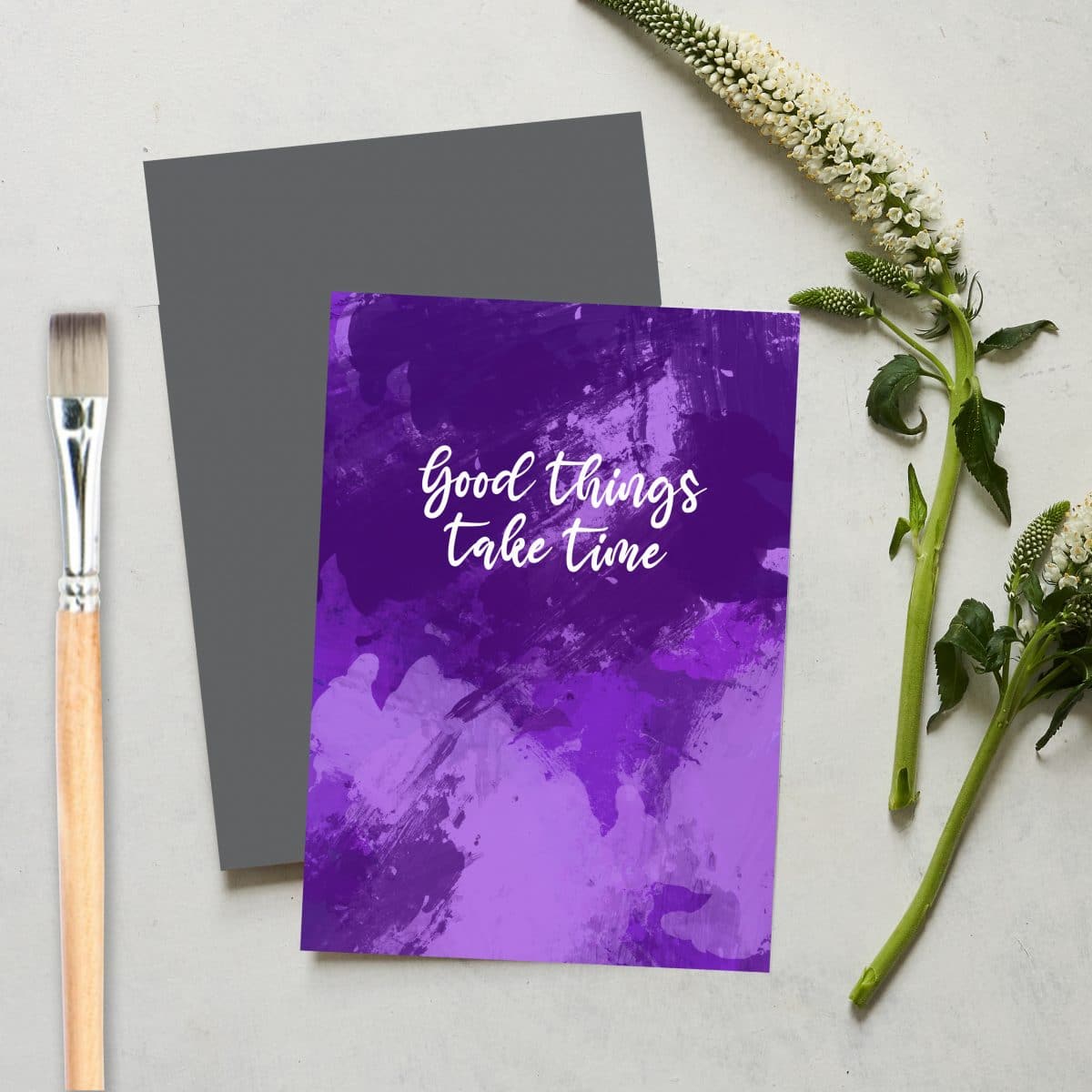 Greetings Card Luxury Designer Personalised Message Sustainable Environmentally Friendly paper from an FSC-certified supplier Plastic Free love positive messaging - good things take time