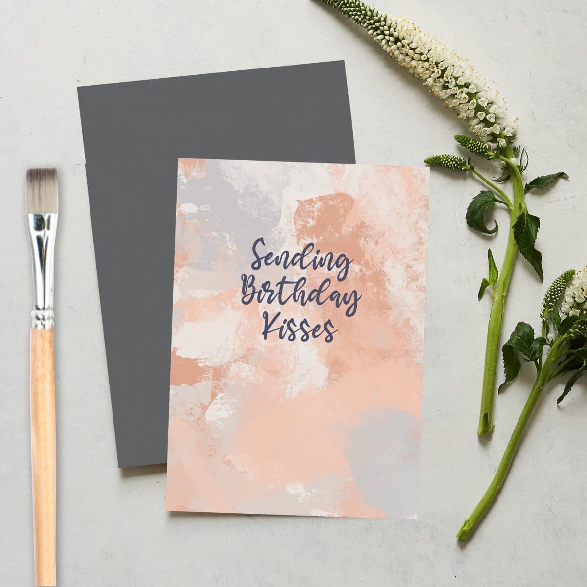 Greetings Card Luxury Designer Personalised Message Sustainable Environmentally Friendly paper from an FSC-certified supplier Plastic Free love positive messaging - sending birthday kisses card