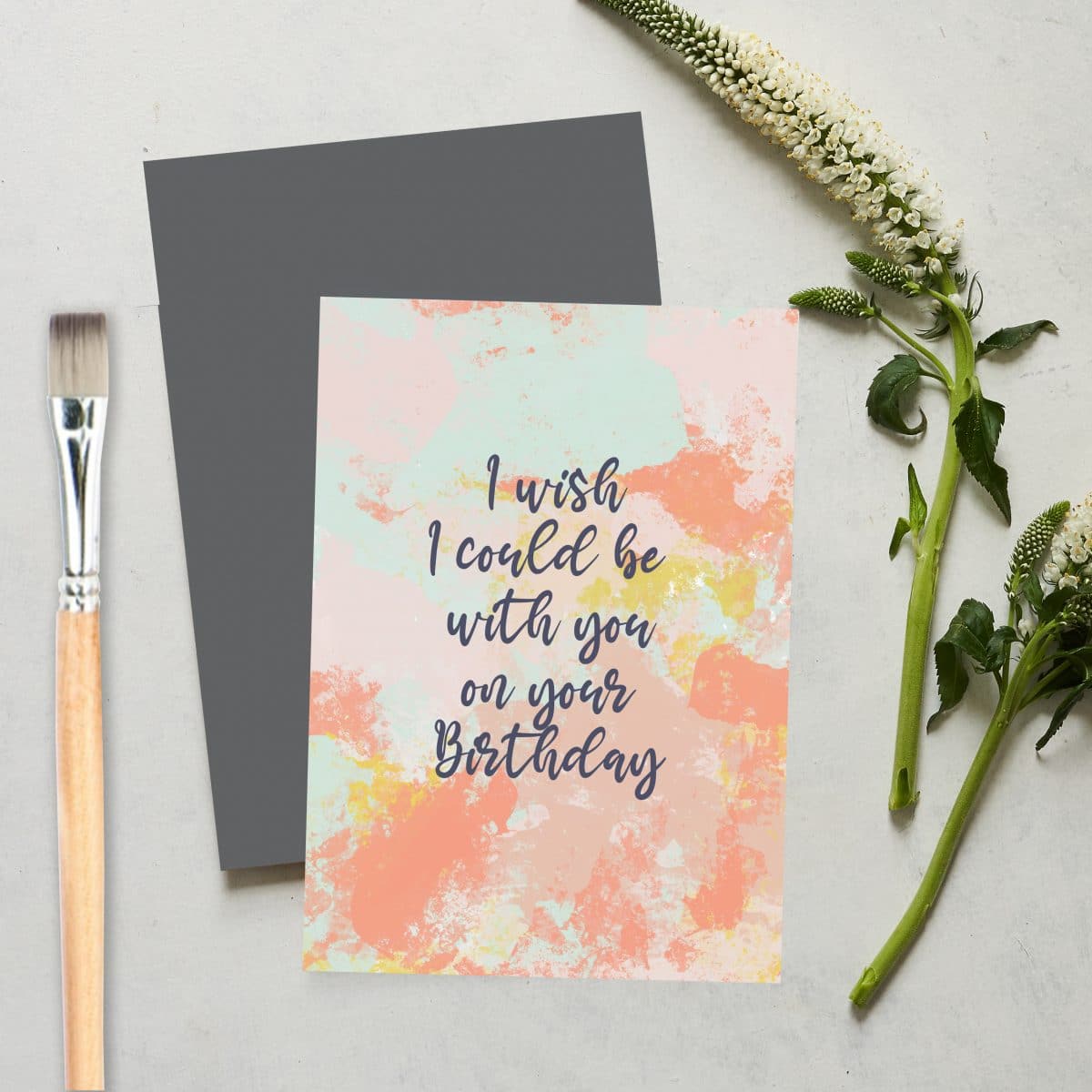 Greetings Card Luxury Designer Personalised Message Sustainable Environmentally Friendly paper from an FSC-certified supplier Plastic Free love positive messaging - wish i could be with you birthday card