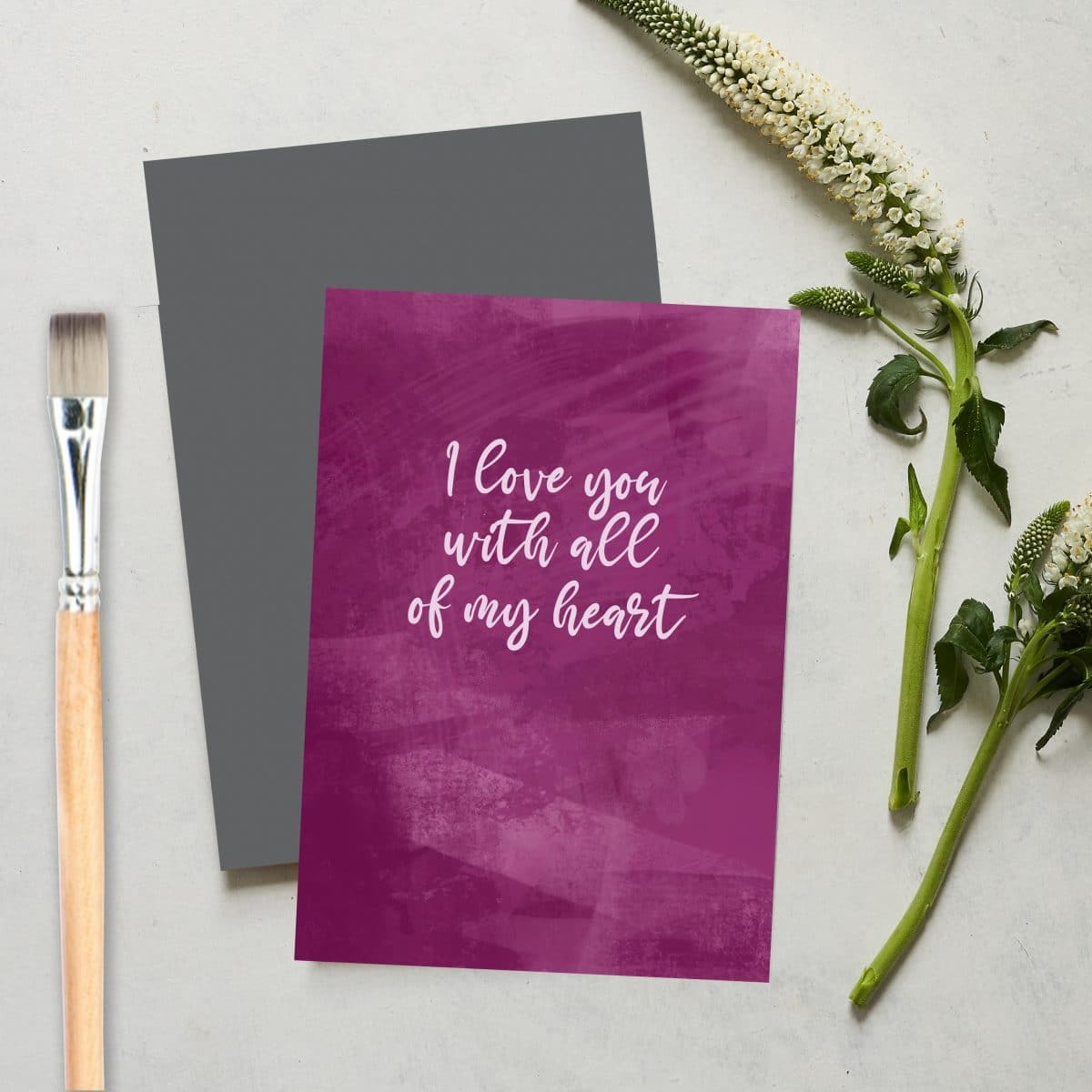 Greetings Card Luxury Designer Personalised Message Sustainable Environmentally Friendly paper from an FSC-certified supplier Plastic Free love positive messaging - I love you card with all of my heart card