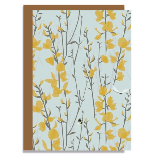 Broom and Bee sky greeting card