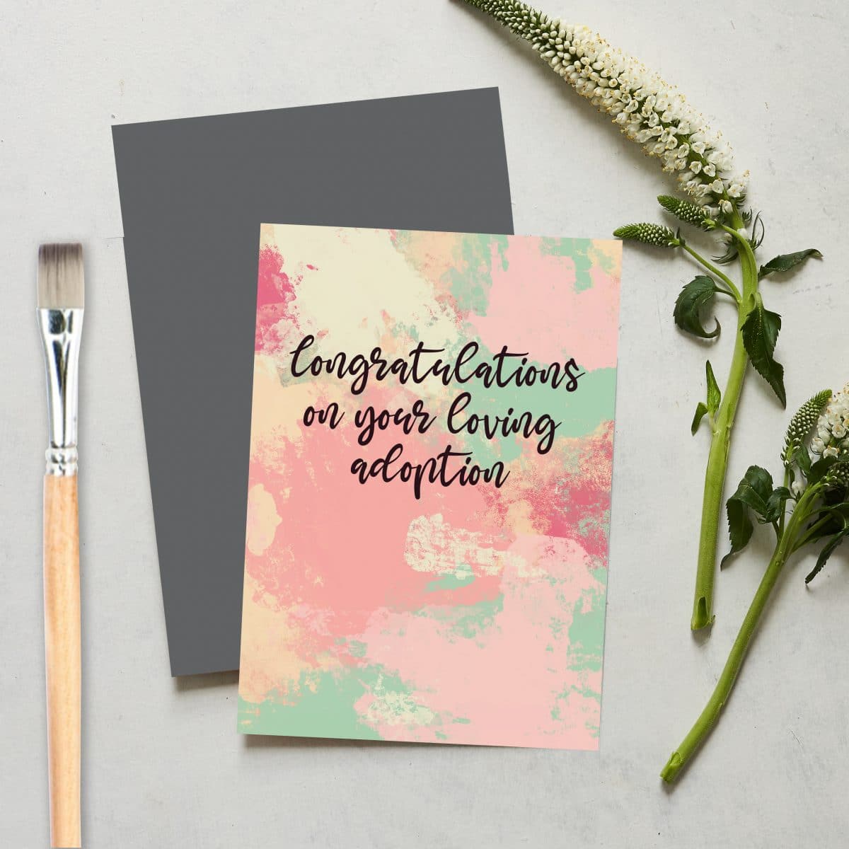 Greetings Card Luxury Designer Personalised Message Sustainable Environmentally Friendly paper from an FSC-certified supplier Plastic Free love positive messaging - Congratulations on your loving adoption
