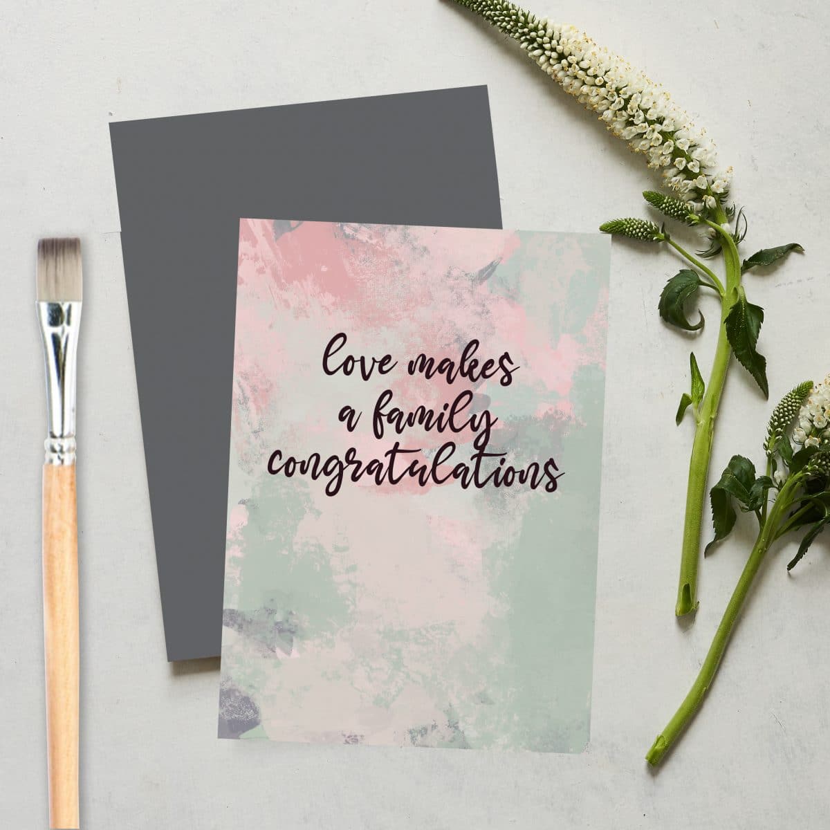 Greetings Card Luxury Designer Personalised Message Sustainable Environmentally Friendly paper from an FSC-certified supplier Plastic Free love positive messaging - love makes a family congratulations
