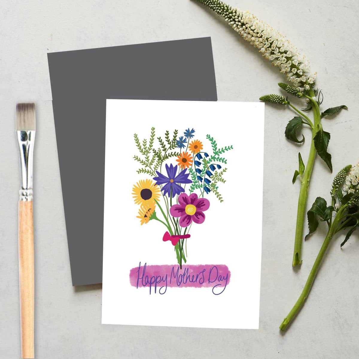 Greetings Card Luxury Designer Personalised Message Sustainable Environmentally Friendly paper from an FSC-certified supplier Plastic Free love positive messaging - happy mother's day flowers