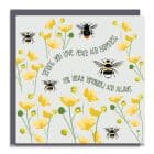 greeting card plastic free sustainable FSC recycled card British Made UK designer sending love peace and happiness card with buttercups and bees