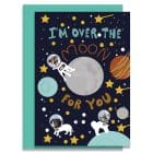 greeting card plastic free sustainable FSC recycled card British Made UK designer over the moon for you congratulations wedding engagment