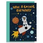 greeting card plastic free FSC sustainable UK British jack russel cosmic birthday card