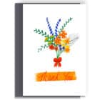 thank you floral greeting card, designer floral illustration. Thank you card, british designer