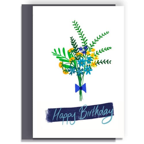 floral greeting card, designer floral illustration card, british designer, birthday card, floral birthday card