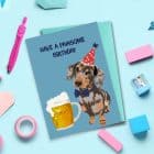 luxury greeting card FSC paper recycled envelope British designer sustainable dog sausage dog mini dashchund valentines have a pawsome birthday birthday card for men