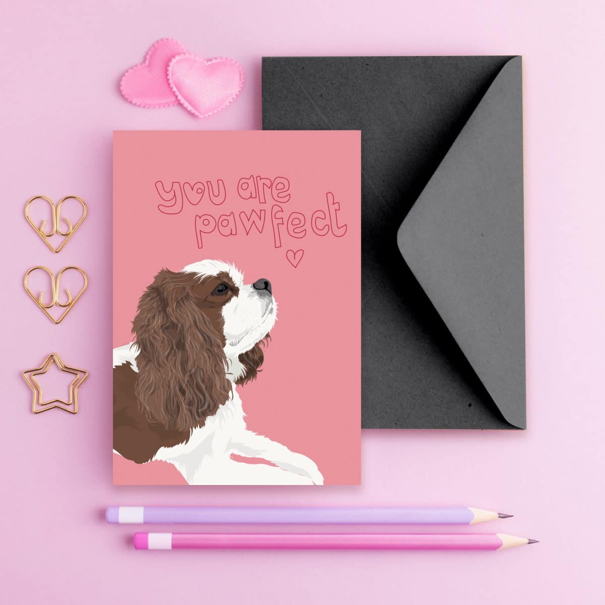 you are pawfect valentines day greeting card sustainable eco-friendly - FSC - recycled paper king charles spaniel