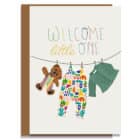 welcome little one greeting card, new baby card, luxury UK greeting card, designer greeting card, collaboration, raph and rose