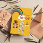Birthday card, kids birthday card, rainbow birthday card, childs birthday card, luxury UK greeting card, designer greeting card, collaboration, raph and rose