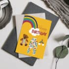 Birthday card, kids birthday card, rainbow birthday card, childs birthday card, luxury UK greeting card, designer greeting card, collaboration, raph and rose