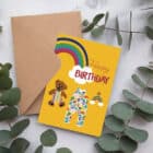 Birthday card, kids birthday card, rainbow birthday card, childs birthday card, luxury UK greeting card, designer greeting card, collaboration, raph and rose