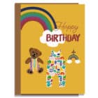 Birthday card, kids birthday card, rainbow birthday card, childs birthday card, luxury UK greeting card, designer greeting card, collaboration, raph and rose