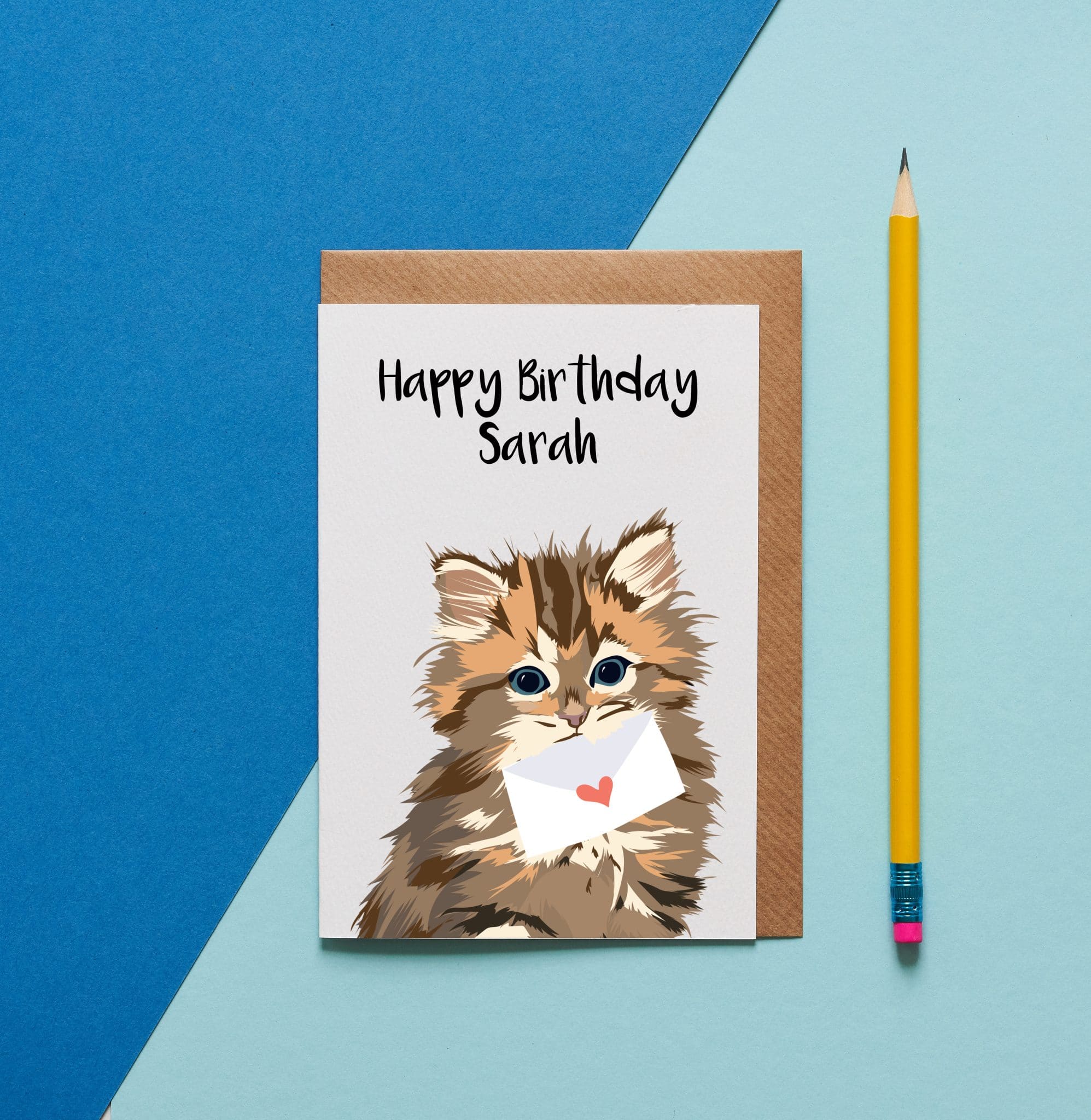 personalised greeting card, your message on the front of the card. superhero cockapoo card sustainable British greeting card personalised kitten