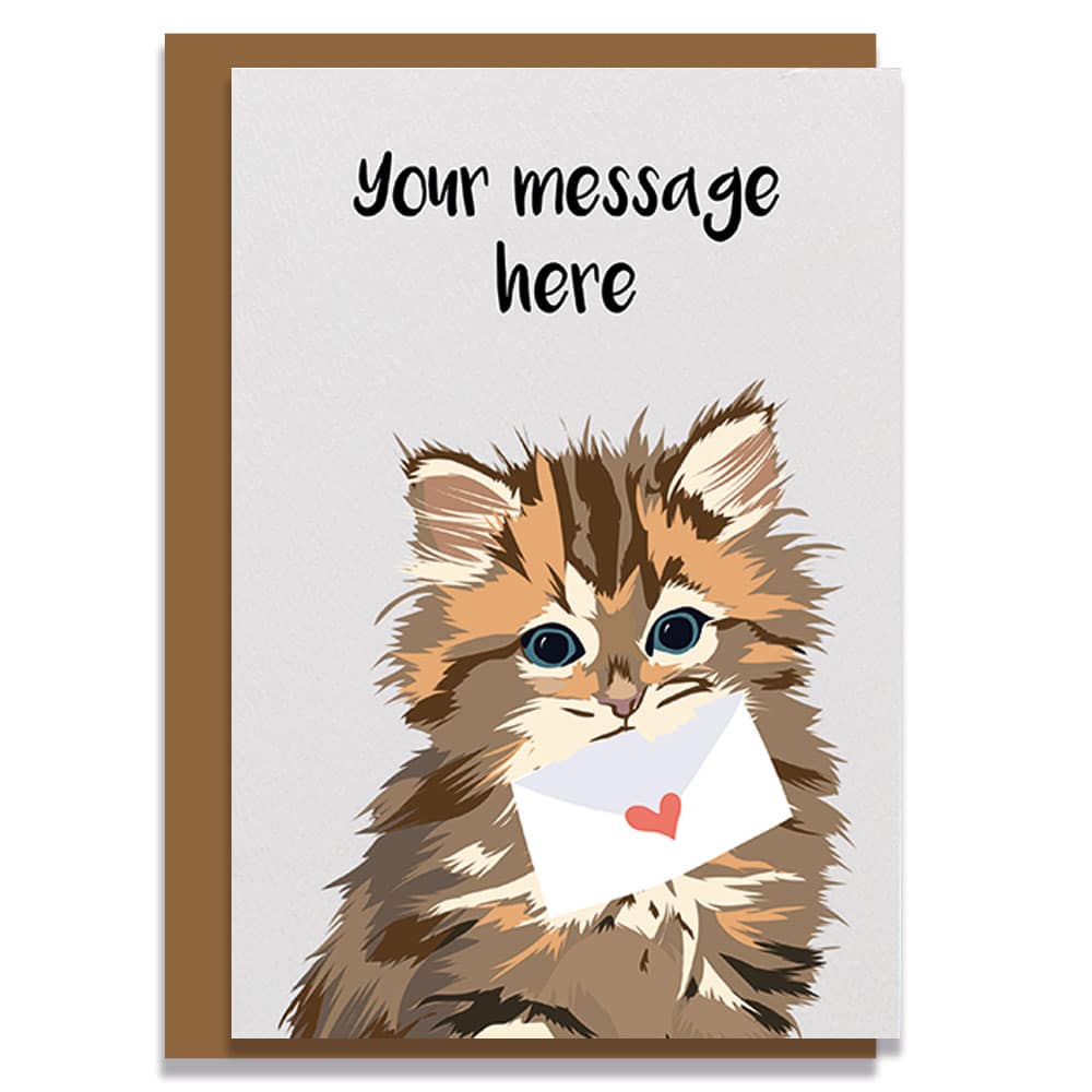 B10 personalised greeting card, your message on the front of the card. superhero cockapoo card sustainable British greeting card personalised kitten