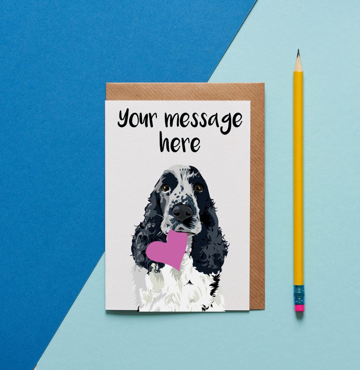 Personalised cocker spaniel card ethical sustainable environmentally friendly