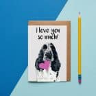 personalised cocker spaniel greeting card holding a heart