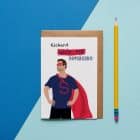 personalised greeting card, your message on the front of the card. superhero cockapoo card sustainable British greeting card personalised kitten personalised fathers day card change the text on the front of the card