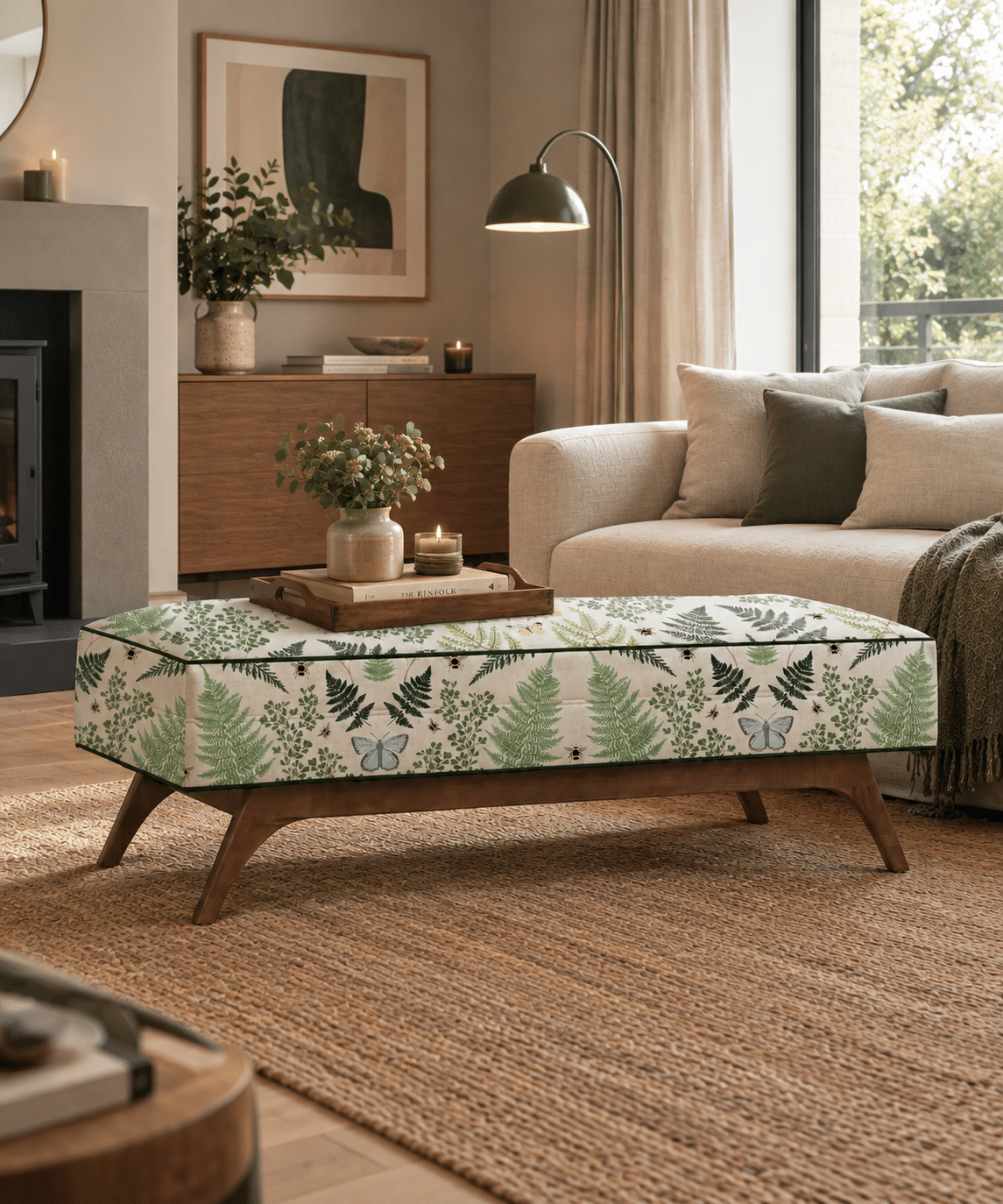 british fern fabric, upholstery and cushions, and curtains