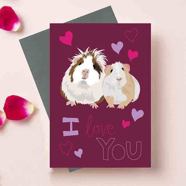 guinea pig valentines love greeting card i love you guinea pig hearts
