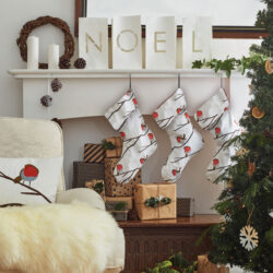 Luxury robin christmas stocking