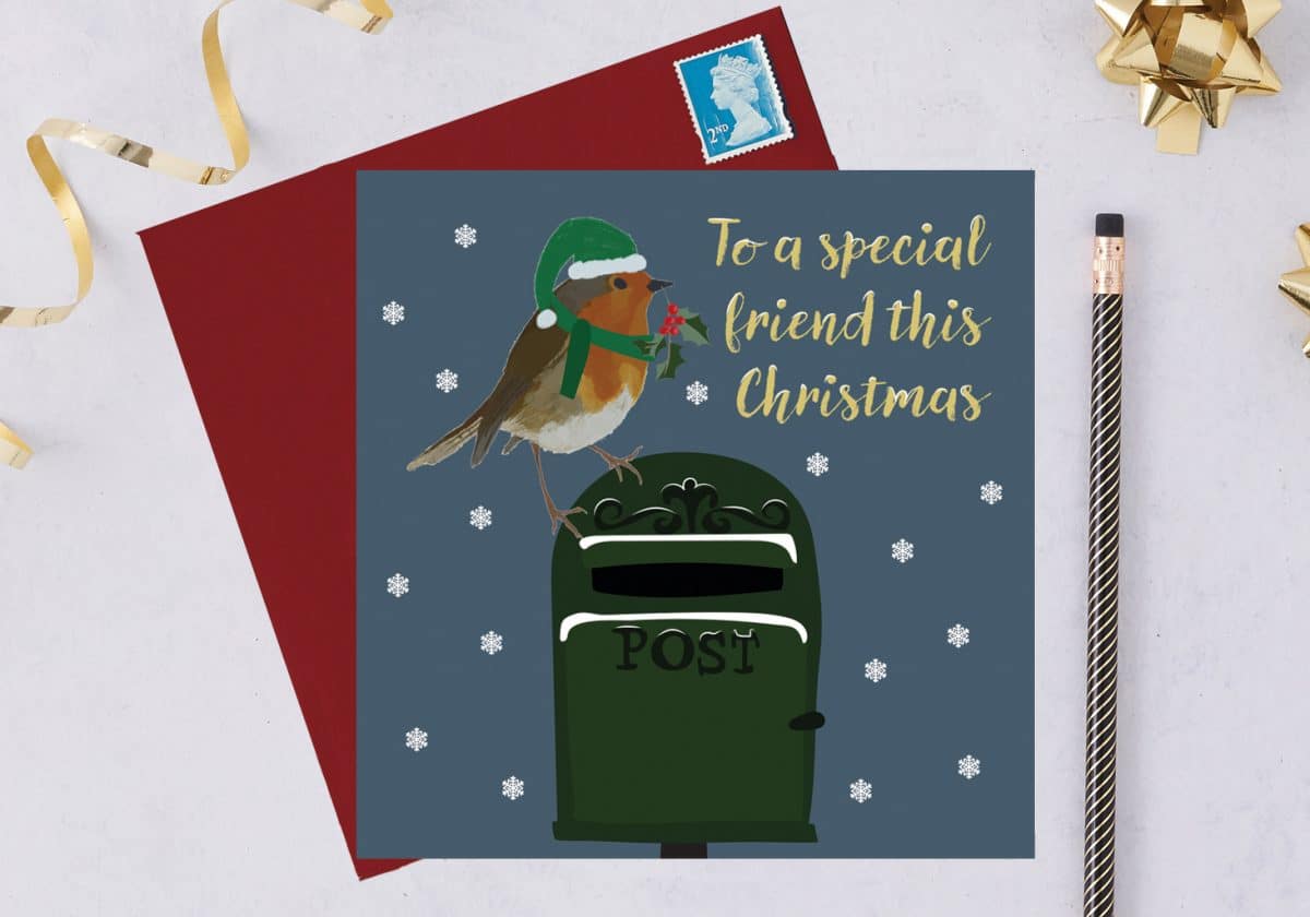 charity christmas card, blue tit card, christmas card, RSPB card robin