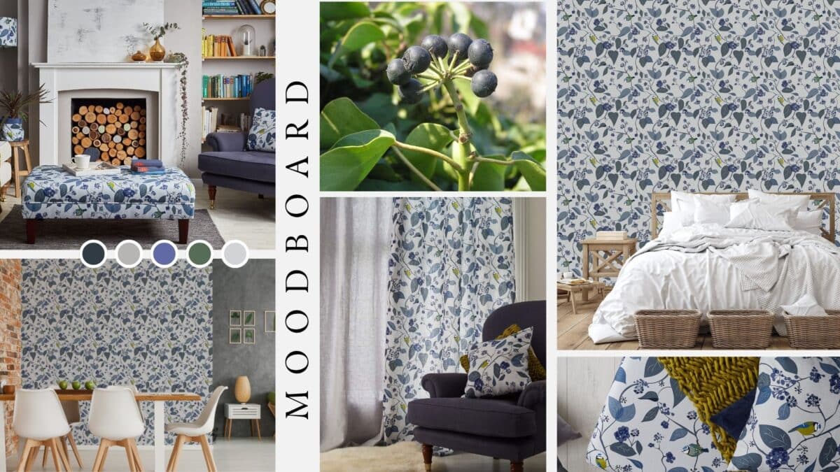 Spring Ivy Blue Wallpaper: Design Inspiration and the Best Paint Colours to Pair With It