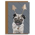 Christmas Card Luxury Designer Personalised Message Sustainable Environmentally Friendly paper from an FSC-certified supplier Plastic Free - Christmas Pug Arnie - Foiled