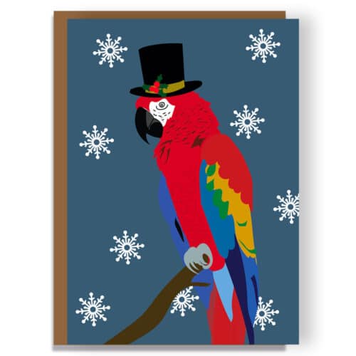 Christmas Card Luxury Designer Personalised Message Sustainable Environmentally Friendly paper from an FSC-certified supplier Plastic Free - Christmas macaw parrot card by lorna sysonChristmas Card Luxury Designer Personalised Message Sustainable Environmentally Friendly paper from an FSC-certified supplier Plastic Free -