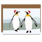 Christmas Card Luxury Designer Personalised Message Sustainable Environmentally Friendly paper from an FSC-certified supplier Plastic Free - Christmas Penguins in Hats