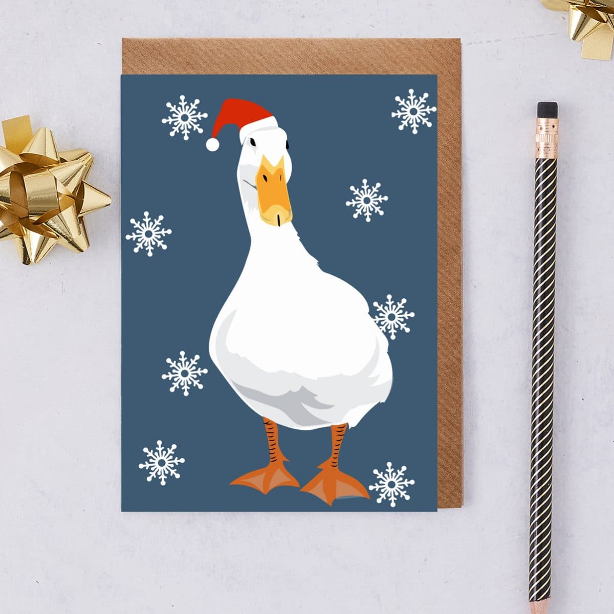 Christmas Card Luxury Designer Personalised Message Sustainable Environmentally Friendly paper from an FSC-certified supplier Plastic Free - Christmas duck card