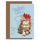 Christmas Cutie Kitten with Christmas Lights Dog Handmade Christmas Card Animal Wrap Gift Wrapping Festive cockapoo puppy christmas lights christmas card cat christmas cat