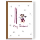 luxury christmas card, designer christmas card. Whipped on ski's wearing a winter outfit. sausage dog luxury Christmas card, Chihuahua dog