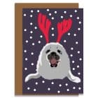 sustainable greeting card Christmas card FSC plastic free skiing dog Ski Chihuahua illustration made in uk Britsh designer Christmas Card Seal Called Sami