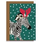 Zebra sustainable greeting card chrsistmas card FSC plastic free skiing dog Ski Chihuahua illustration made in uk british designer Christmas Card Zebra called Zoe
