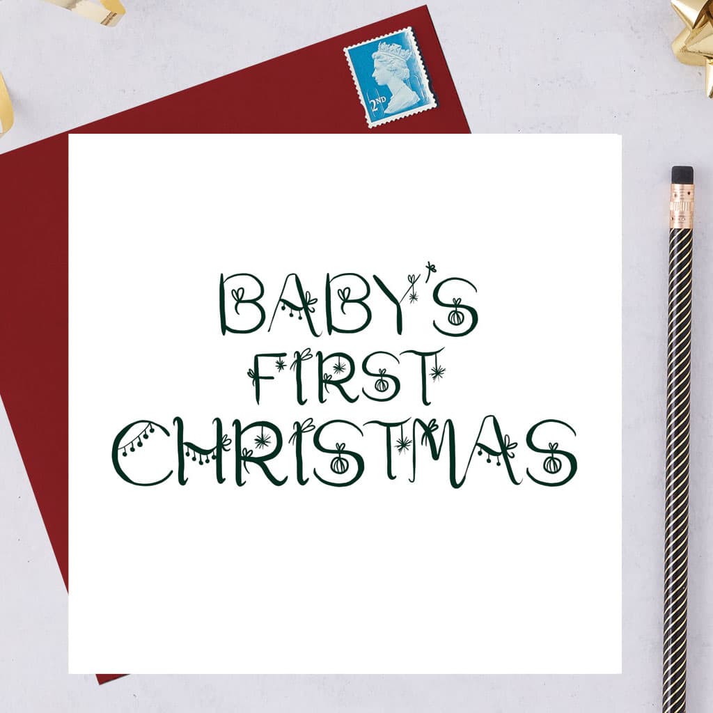 Christmas card, luxury Christmas card, noel Christmas card, designer, Lorna Syson, baby's first Christmas